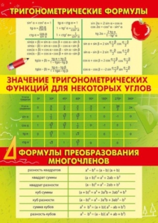 Плакаты А3 Тригонометрия 10-08-0007 10-08-0007 - купить в интернет-магазине «Буратино»