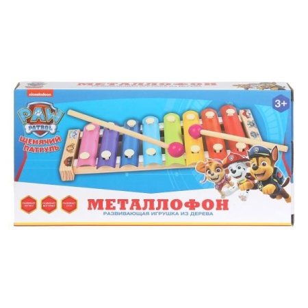 Игрушка деревянная Щенячий Патруль металлофон 9*1,5*18,5, коробка Буратино в кор.50шт PAWPET-07 (50) - купить в интернет-магазине «Буратино»