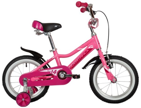 Велосипед NOVATRACK 14" NOVARA алюм., розовый, пер.руч., зад.нож. тормоз, короткие крылья, полная за - купить в интернет-магазине «Буратино»