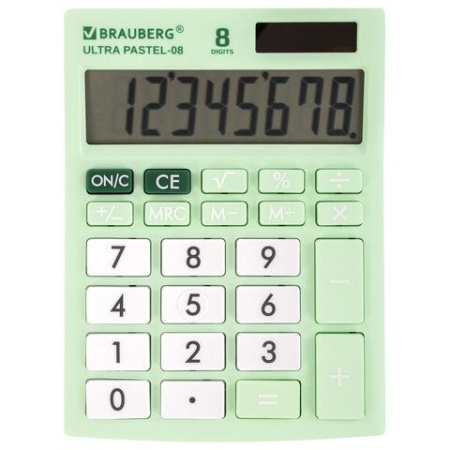 Калькулятор настольный BRAUBERG ULTRA PASTEL-08-LG, КОМПАКТНЫЙ (154x115 мм), 8 разрядов, двойное пит - купить в интернет-магазине «Буратино»