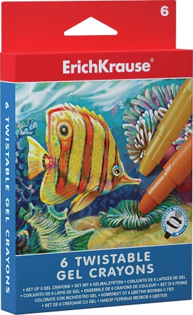 гелевые мелки Twist 6цв ErichKrause/короб с европодвесом 34934 - купить в интернет-магазине «Буратино»