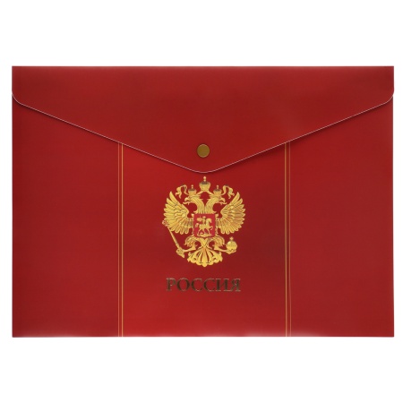 Папка-конверт на кнопке А4 (235*330мм) 0,18мм KLERK Символика на красном 231765 непрозрачная красная - купить в интернет-магазине «Буратино»