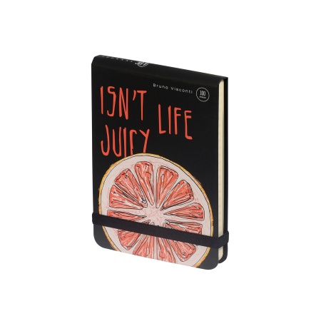 ЗАПИСНАЯ КНИЖКА "MEGAPOLIS JOURNAL" А6, 100 Л. ВЕРТ. НА РЕЗИНКЕ "JUICY LIFE. ГРЕЙПФРУТ", КЛЕТКА 3-47 - купить в интернет-магазине «Буратино»