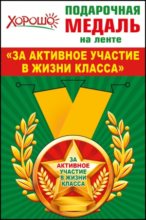 Медаль металлическая малая "За активное участие в жизни класса" 53.53.097 - купить в интернет-магазине «Буратино»