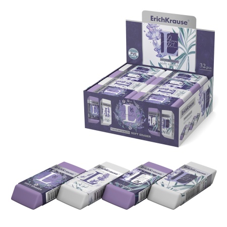 Ластик ErichKrause Lavender (в коробке по 32 шт.) 56958 - купить в интернет-магазине «Буратино»