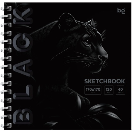 Скетчбук 40л., 170*170 BG "Black. Tiger", на гребне, soft tuch, выборочный лак, 120г/м2 Скв40гр_6460 - купить в интернет-магазине «Буратино»