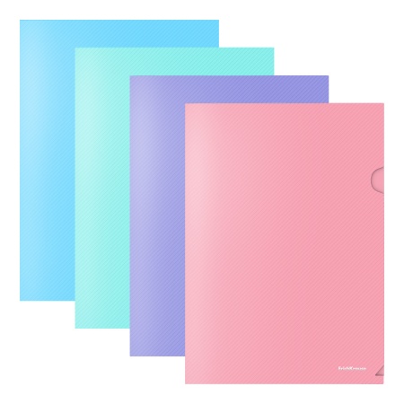 Папка-уголок пластиковая ErichKrause Diagonal Pastel, A4, непрозрачный, ассорти - купить в интернет-магазине «Буратино»