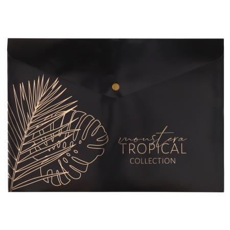 Папка-конверт на кнопке А4 (235*330мм) 0,18мм FIORENZO Night Tropic 231768 непрозрачная черная с рис - купить в интернет-магазине «Буратино»