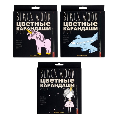 КАРАНДАШИ ЦВЕТНЫЕ ПЛАСТИКОВЫЕ  "BlackWoodColor", 24 ЦВЕТА, 3 ВИДА 30-0099 - купить в интернет-магазине «Буратино»