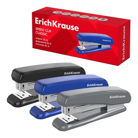 Степлер №24/6 ErichKrause Speed Clip Classic до 25 листов, ассорти (в коробке по 1 шт.) 2434 - купить в интернет-магазине «Буратино»